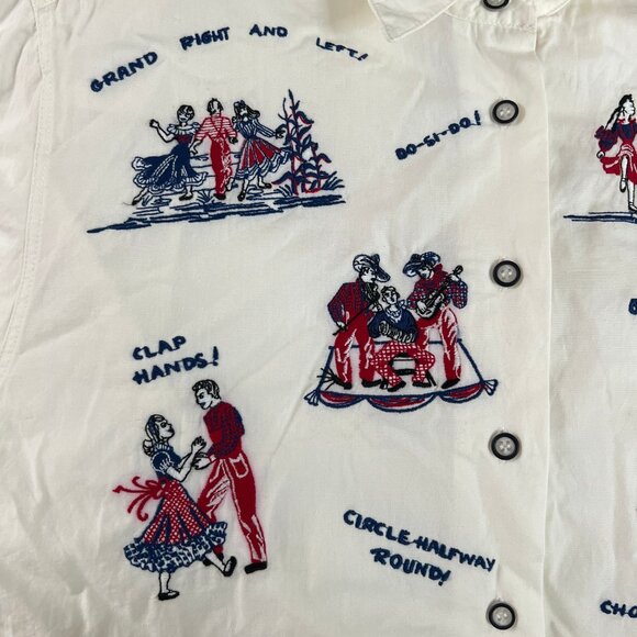Vintage Embroidered Square Dance Western Cowgirl Country Button Up Shirt Blouse - Picture 8 of 12